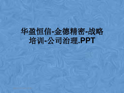 华盈恒信-金德精密-战略培训-公司治理.PPT