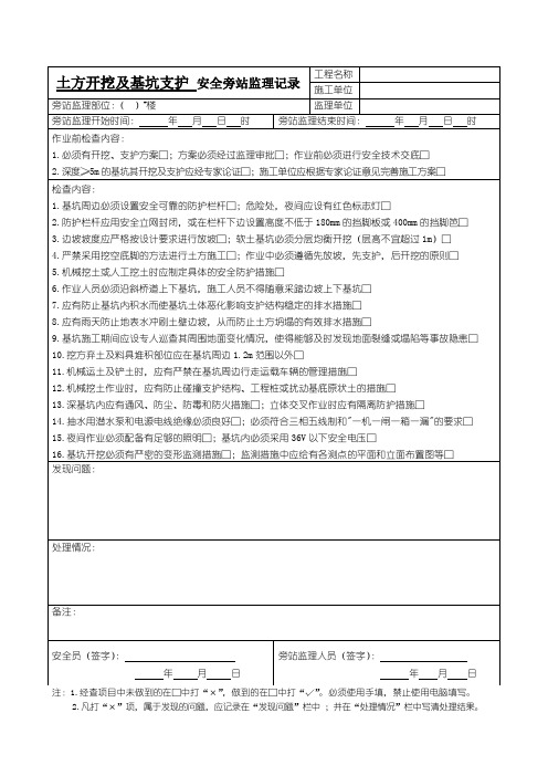 安全旁站监理记录表格范本说课材料