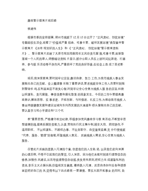 廉政警示教育片观后感(2)