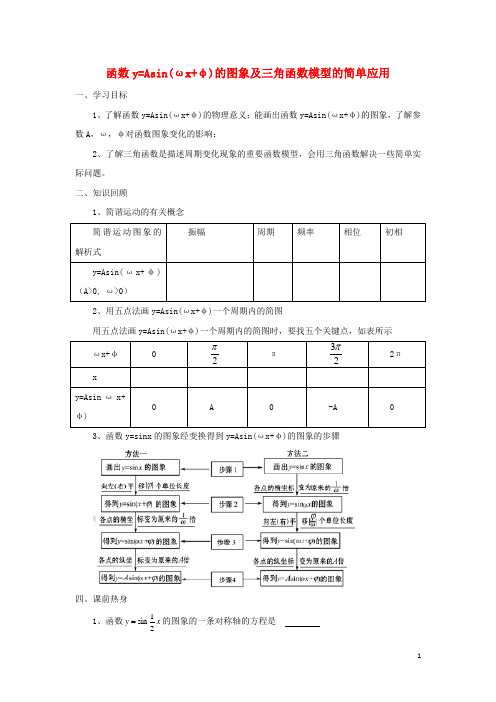 江苏省常州市西夏墅中学高三数学 函数y=Asin(ωx+φ)