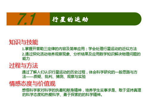 高中物理人教版(新教材)必修第二册：第七章 万有引力与宇宙航行 第1节 行星的运动 (共26张PPT)