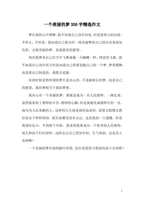 一个美丽的梦350字精选作文