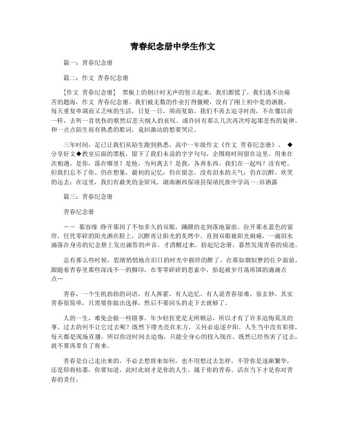 青春纪念册中学生作文