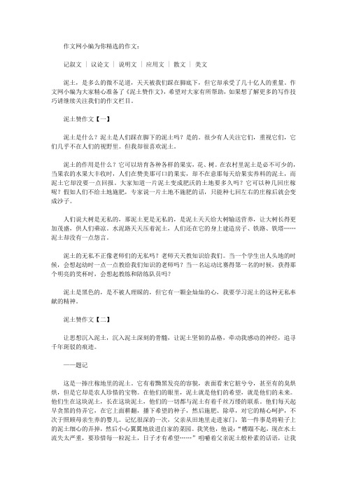 泥土赞作文