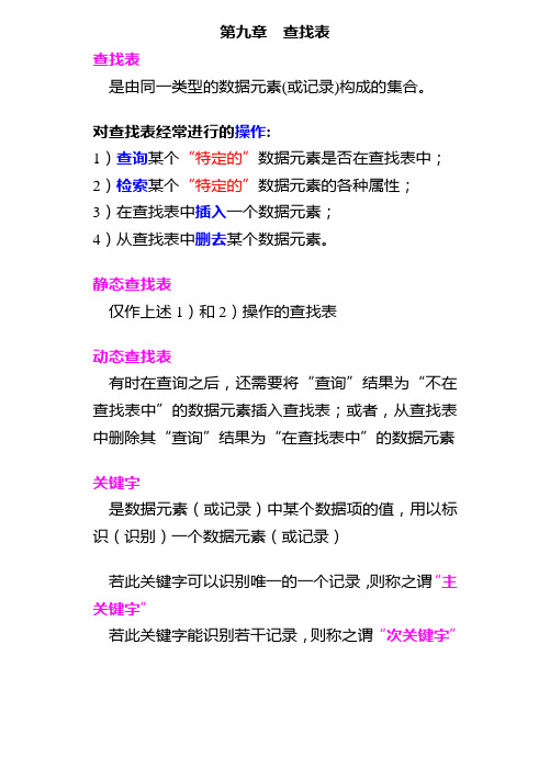 第九章  查找表
