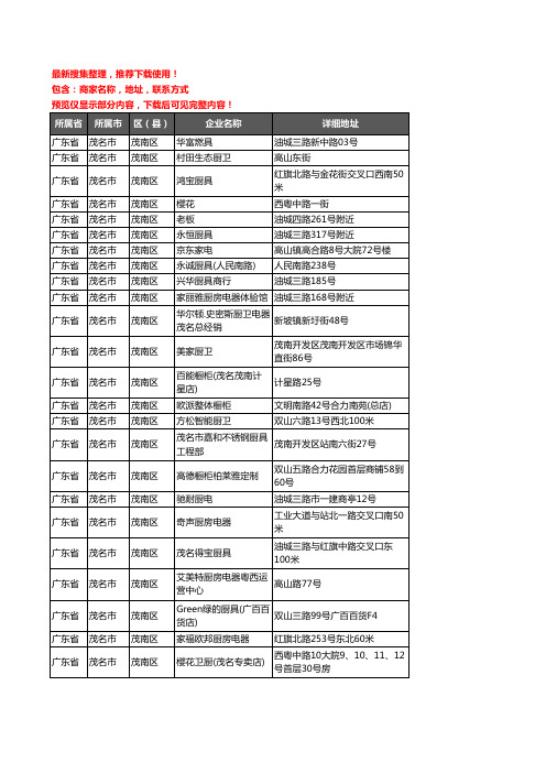 新版广东省茂名市茂南区厨卫电器企业公司商家户名录单联系方式地址大全117家