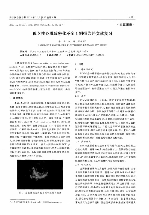 孤立性心肌致密化不全1例报告并文献复习