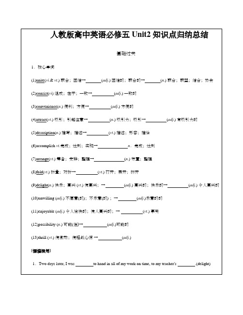 人教版高中英语必修五Unit2 知识点归纳总结