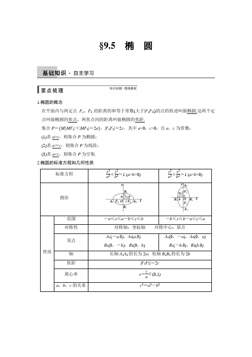2015年高考数学总复习(人教A版,理科)配套教案：第九章 解析几何 9.5
