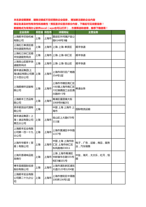 新版上海市顺丰工商企业公司商家名录名单联系方式大全80家