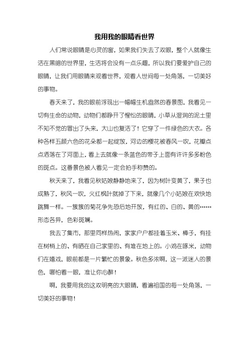 四年级作文：我用我的眼睛看世界作文500字