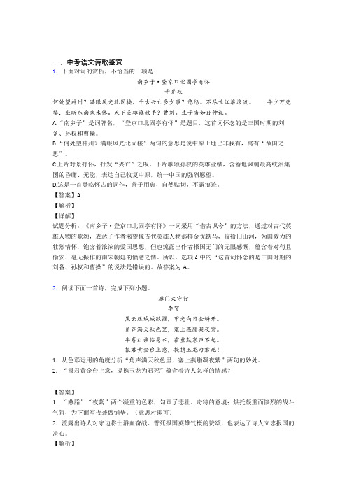 备战中考语文专题复习诗歌鉴赏的综合题含答案