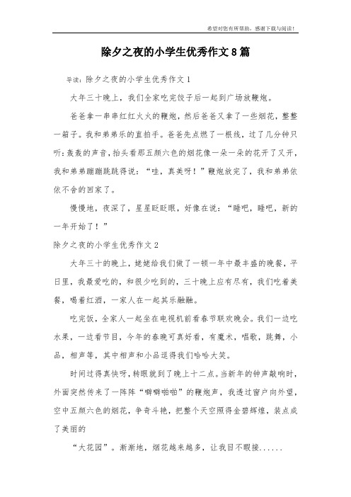 除夕之夜的小学生优秀作文8篇