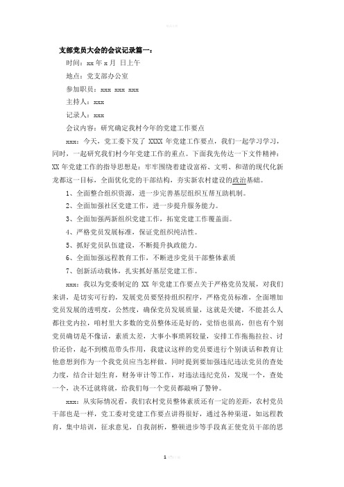 -支部党员大会的会议记录