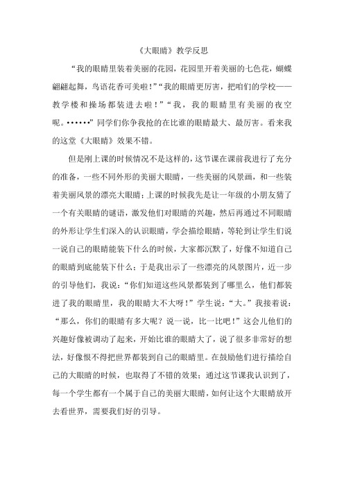 《大眼睛》教学反思