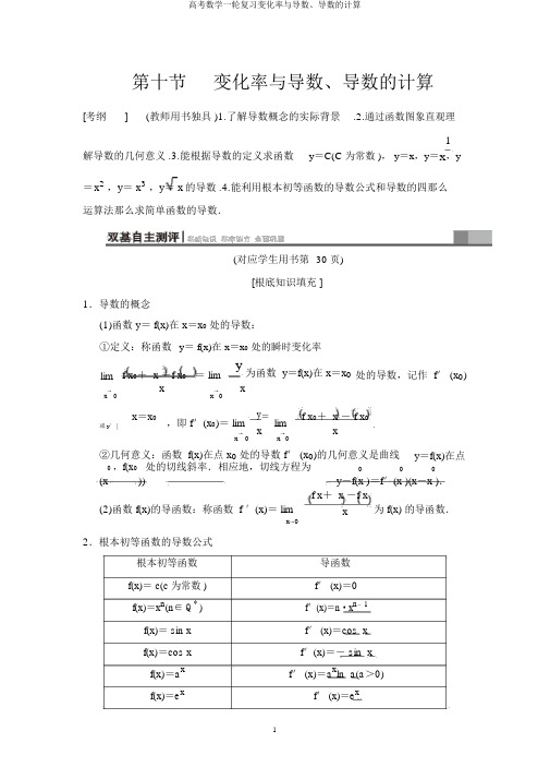 高考数学一轮复习变化率与导数、导数的计算