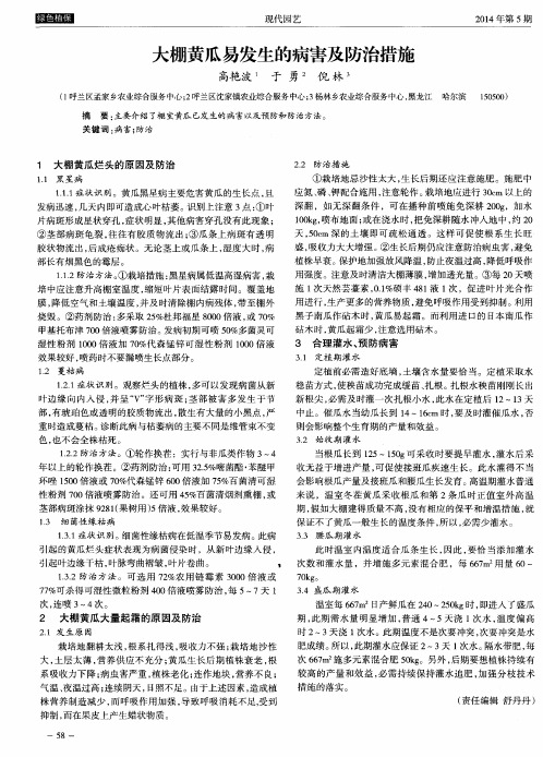 大棚黄瓜易发生的病害及防治措施