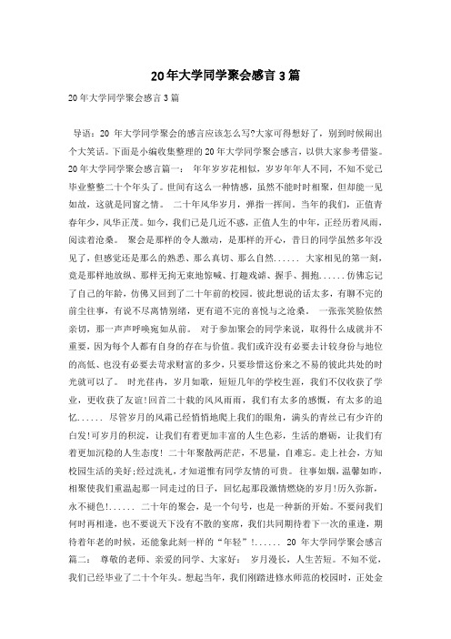 20年大学同学聚会感言3篇