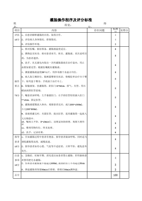 灌肠评分标准