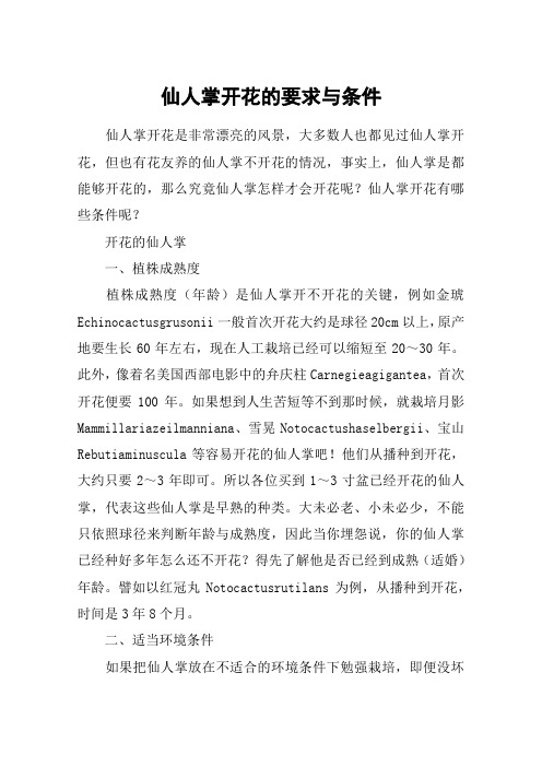 仙人掌开花的要求与条件