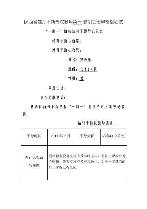 帮扶结对辅导记录表