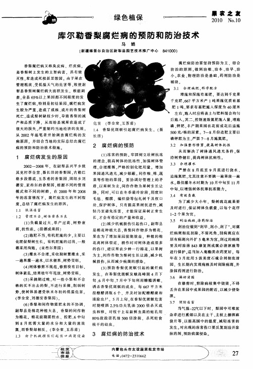 库尔勒香梨腐烂病的预防和防治技术