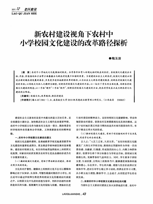 新农村建设视角下农村中小学校园文化建设的改革路径探析