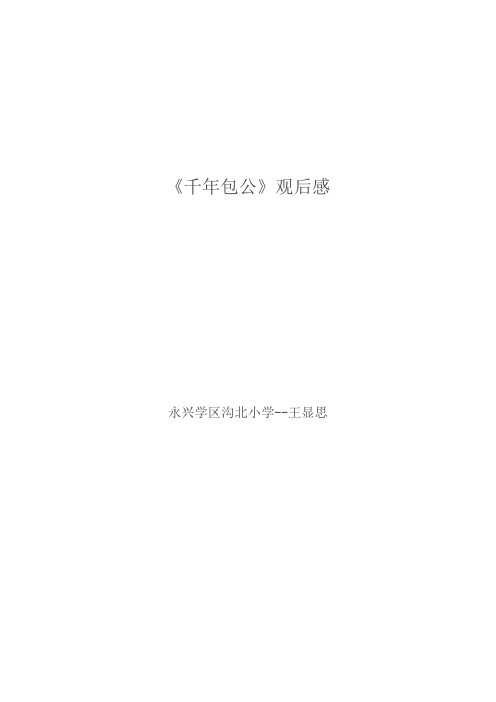 《千年包公》观后感
