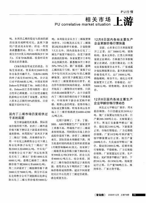 12月8日国内各地主要生产企业甲醇价格行情动态