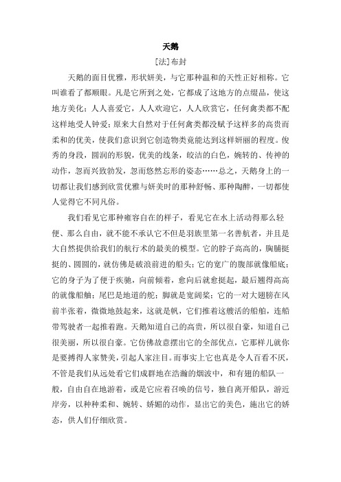 2019春季苏教版语文四年级下册-16.天鹅的故事(类文)