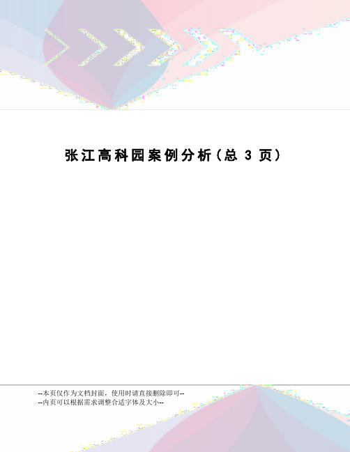张江高科园案例分析