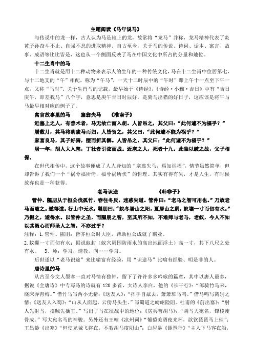 主题阅读 马年说马