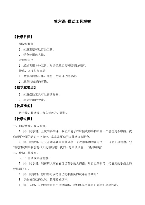 一年级上册科学教案-6 借助工具观察 苏教版