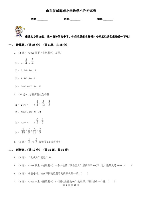 山东省威海市小学数学小升初试卷