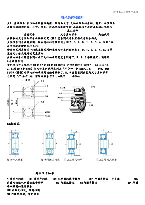 (完整)轴承的代号说明