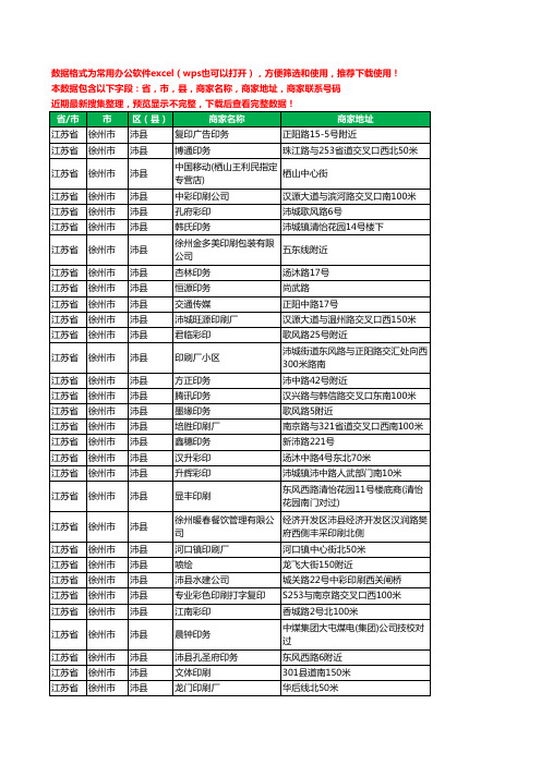 2020新版江苏省徐州市沛县印刷工商企业公司商家名录名单黄页联系电话号码地址大全34家