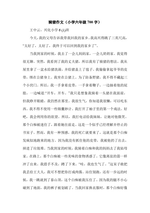 骑猪作文(小学六年级700字).doc