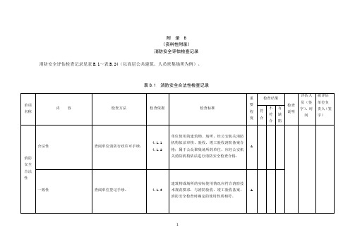 最新消防安全评估检查(全套)记录表