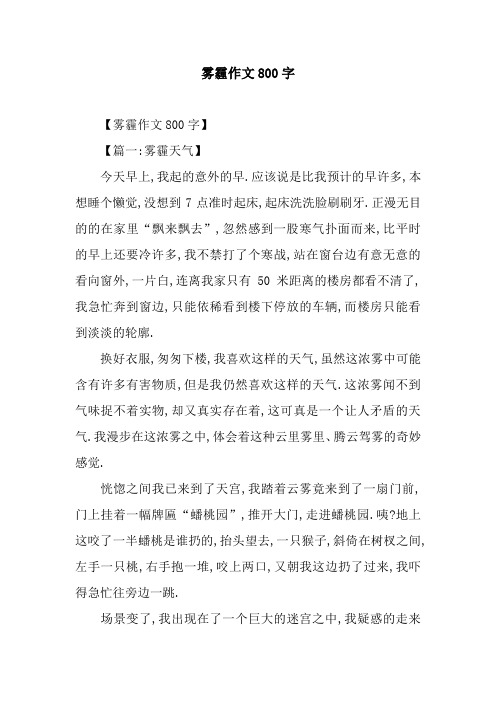 雾霾作文800字