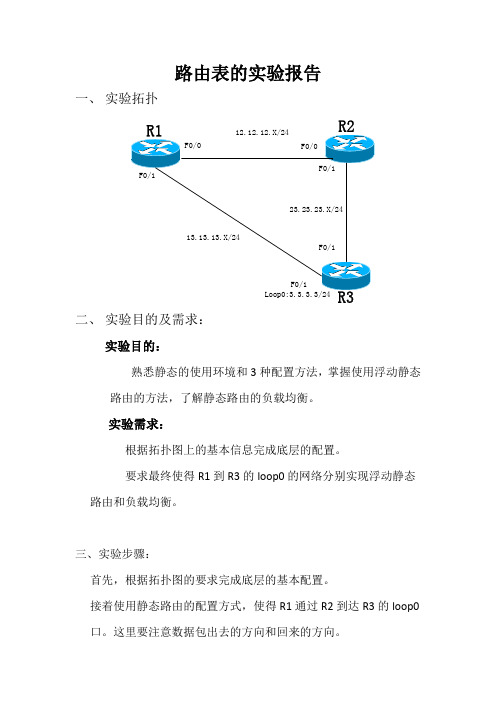 静态路由实验报告