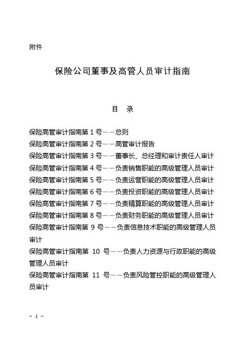 保险公司董事及高级管理人员审计指南