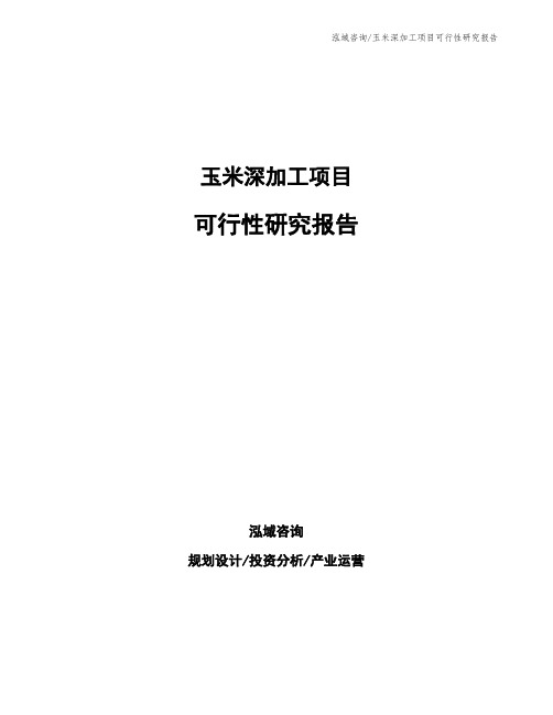 玉米深加工项目可行性研究报告