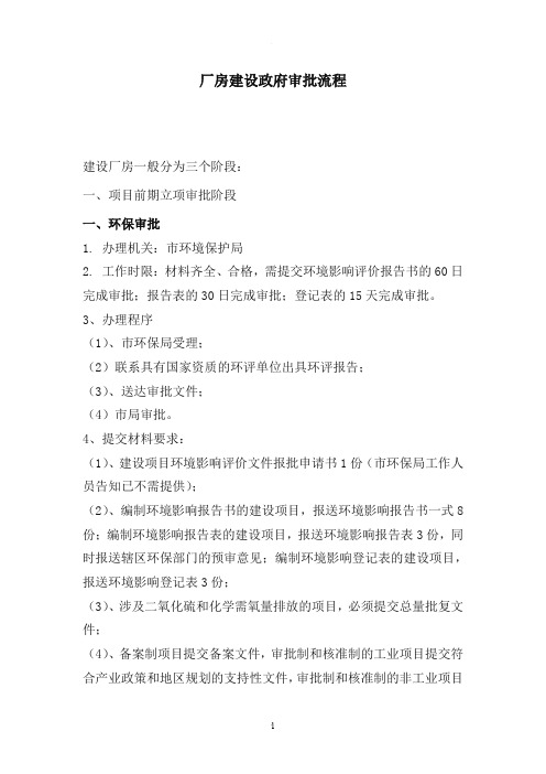 工厂建设政府审批流程