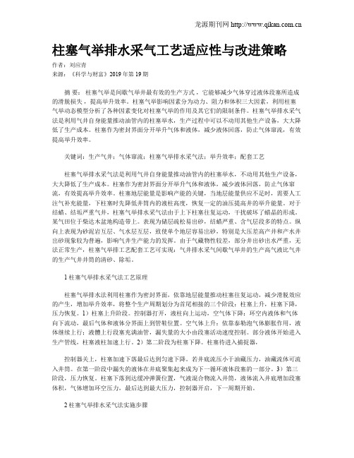 柱塞气举排水采气工艺适应性与改进策略