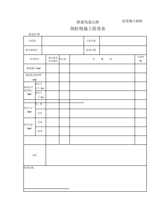倒虹吸施工检查表