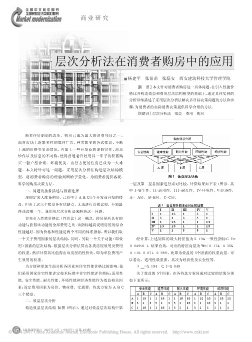 层次分析法在消费者购房中的应用