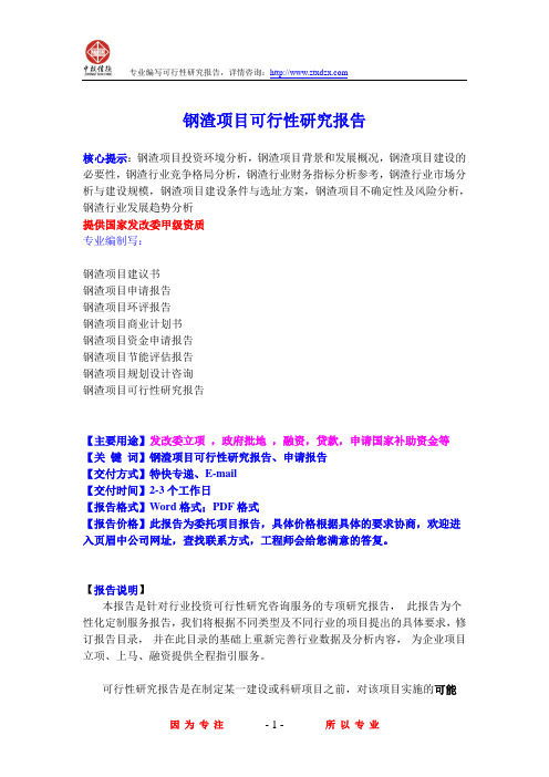 钢渣项目可行性研究报告