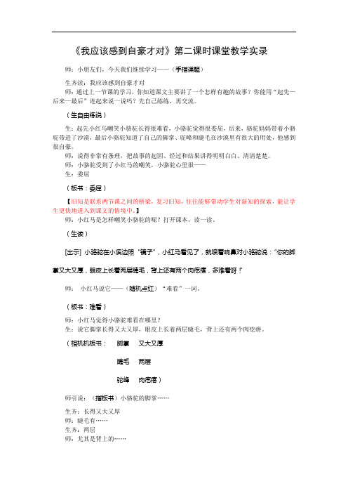 3下14《我应该感到自豪才对》第二课时课堂教学实录