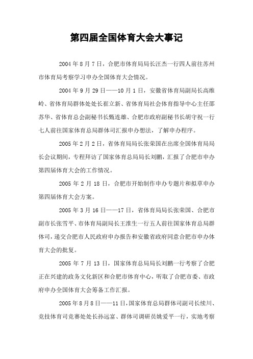 第四届全国体育大会大事记