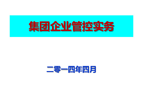 集团管控实务讲义(一)